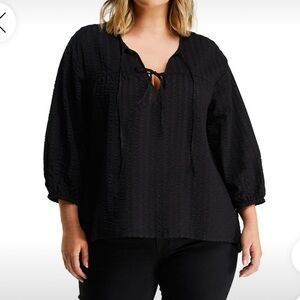 Nordstrom black bow tie front blouse